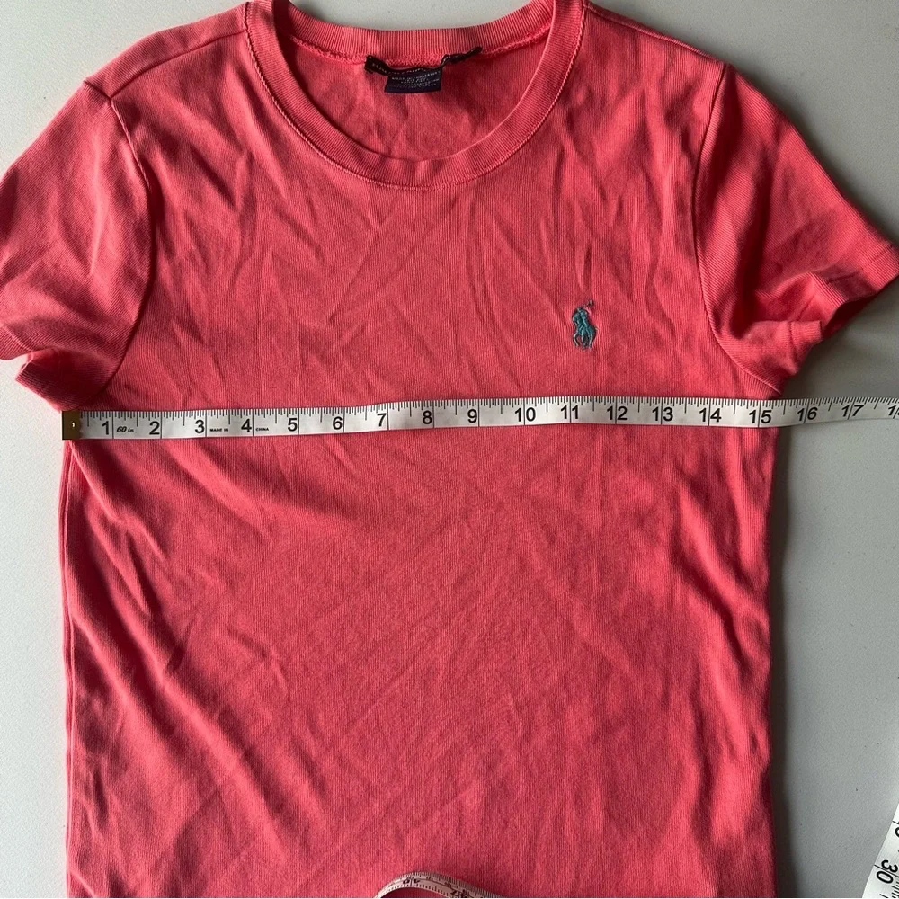 Ralph Lauren Sport Pink Pony Logo Tee Coral Short Sleeve Size L Youth